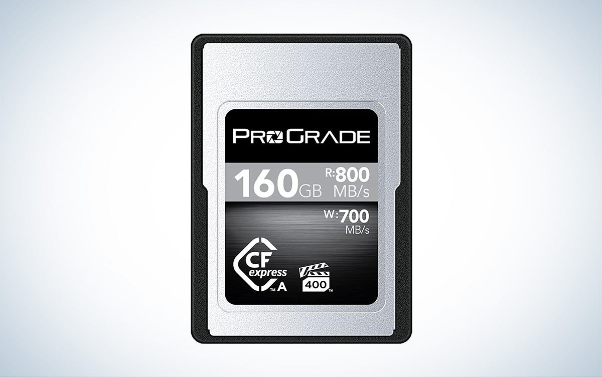 ProGrade Digital 160GB CFexpress Type A Cobalt memory card for cameras against a white background