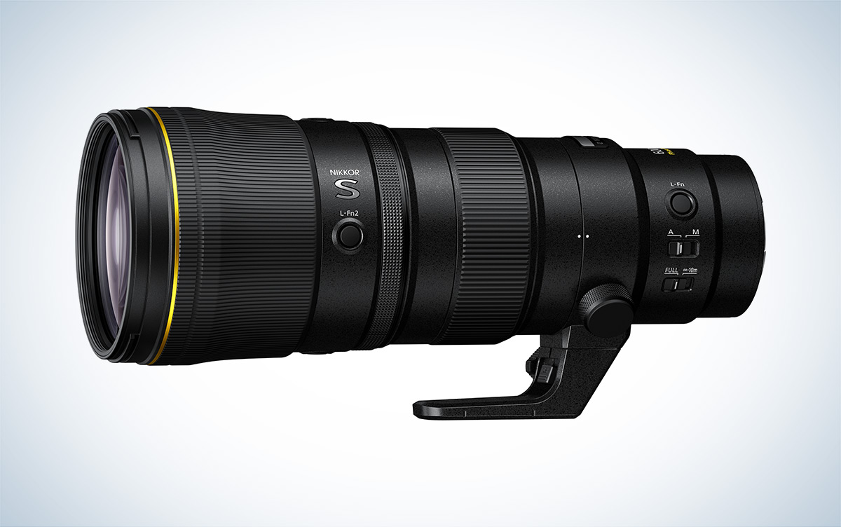 Nikon NIKKOR Z 600mm f/6.3 VR S Lens against a white background