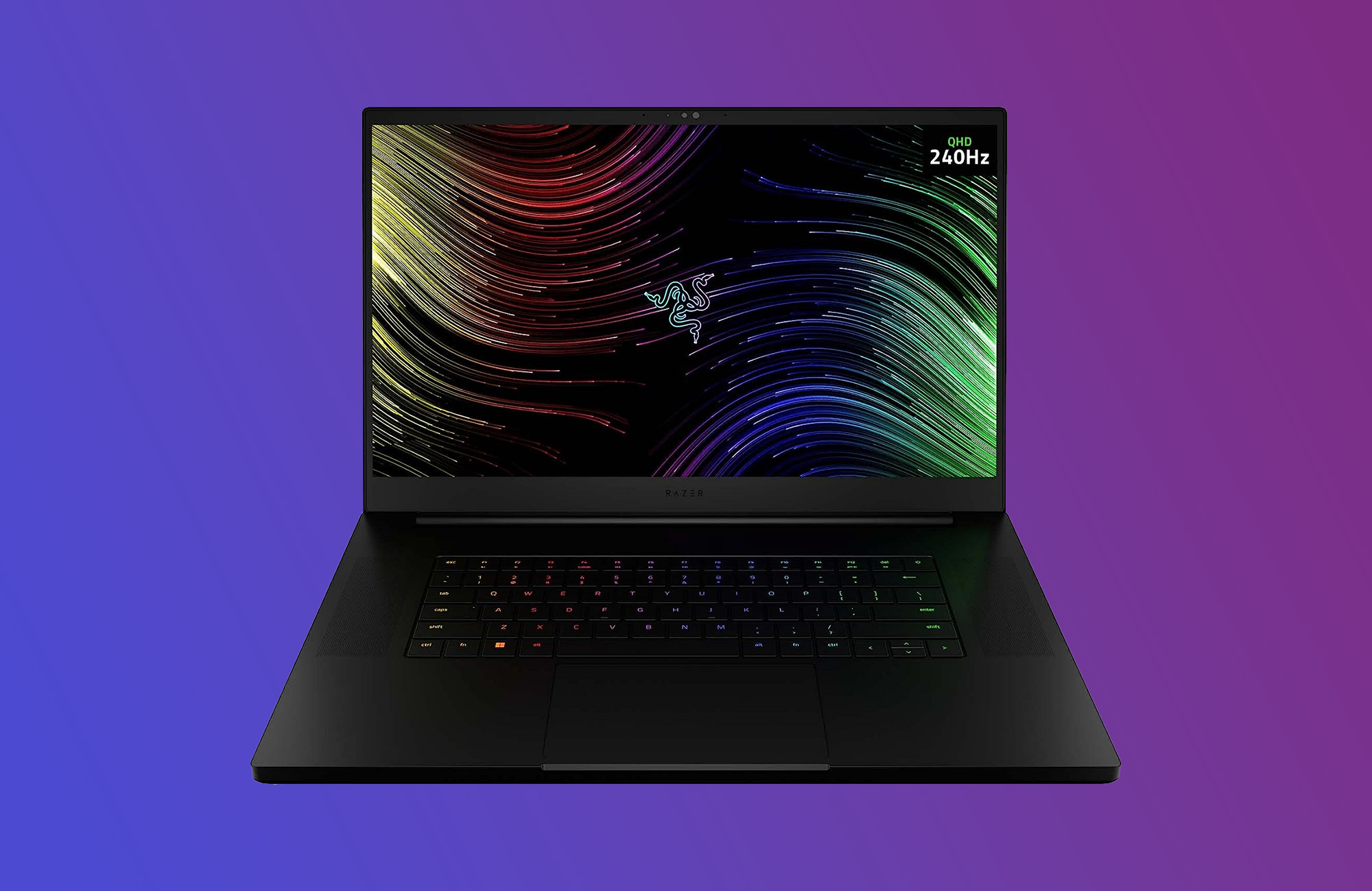 Razer laptop against a blue purple background